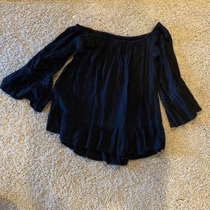 Off the shoulder black loose fitting top